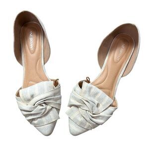 Lane Bryant Cream & Gray Striped Flats